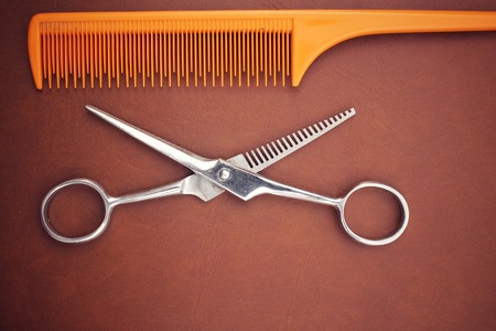 Hair cutting shears and combの写真素材