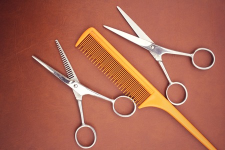 Hair cutting shears and combの写真素材
