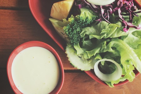 Fresh salad with mayonnaiseの写真素材