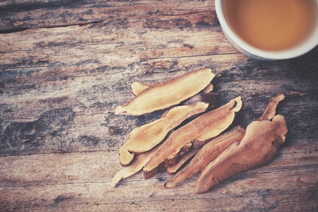 Ganoderma lucidum tea - Ling zhi mushroom.の写真素材