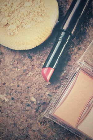 Makeup set of lipstick and powder