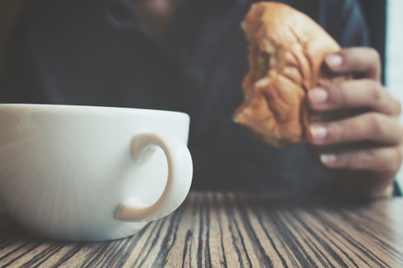 Hamburger with coffee cupの写真素材