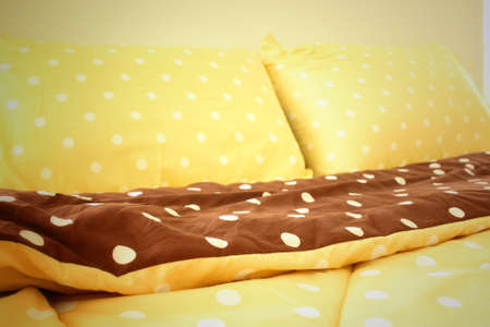 Bed pillows at hotelの写真素材