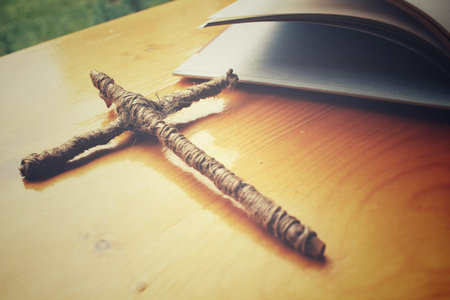 Book with crossの写真素材