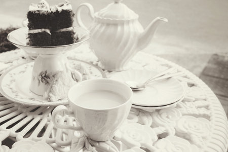 Carrot cake with hot tea