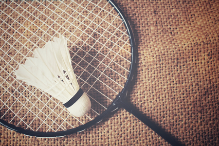 Shuttlecocks with badminton racket.の写真素材