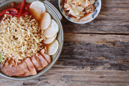 Noodle with kimchi korean foodの写真素材