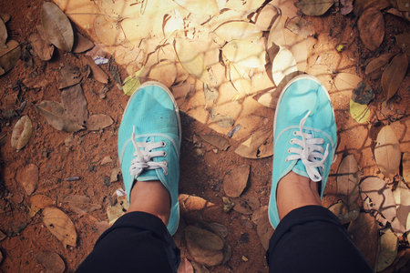 Selfie of sneakers with shadow