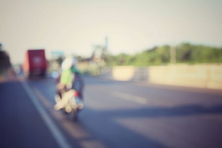 blurred of car on roadの写真素材