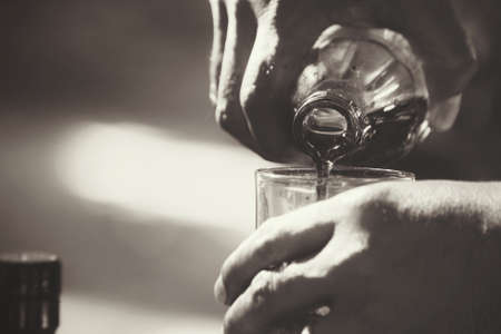 Mix of brandy with soda and iceの写真素材