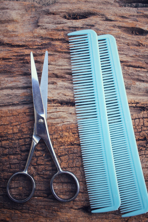Hair cutting shears and combの写真素材