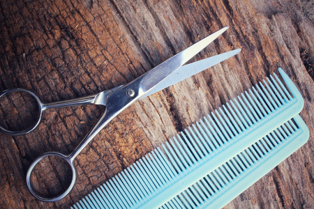 Hair cutting shears and combの写真素材