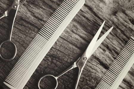 Hair cutting shears and combの写真素材