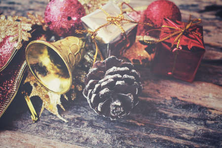 Christmas decoration with pine coneの写真素材