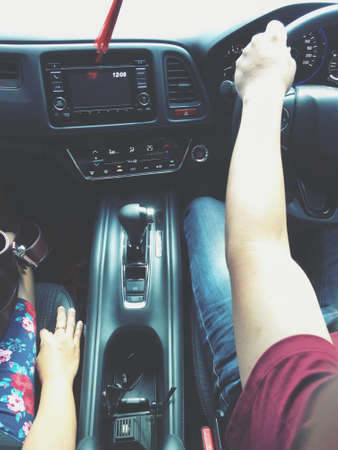 Man driving a carの写真素材