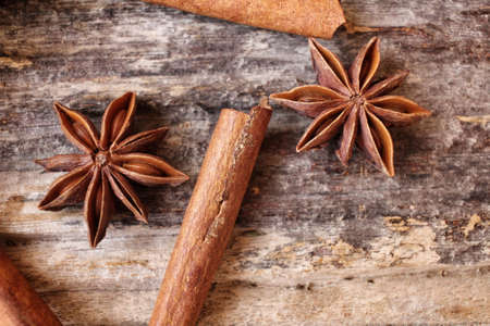 Star anise and cinnamonの写真素材