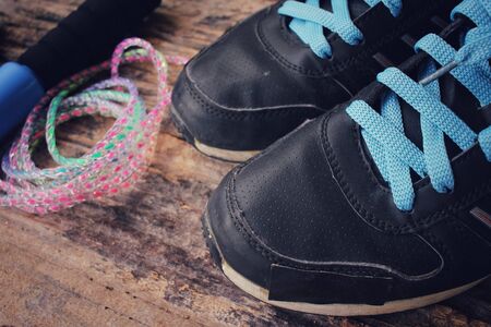 Skipping rope with shoes sportの写真素材