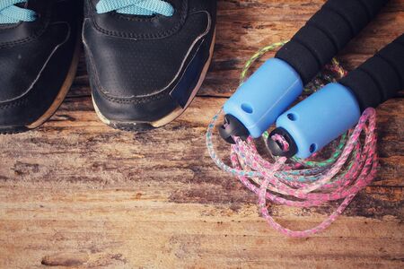 Skipping rope with shoes sportの写真素材