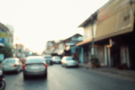 Blurred of car on roadの写真素材