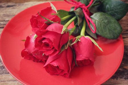 Bouquet of red rosesの写真素材