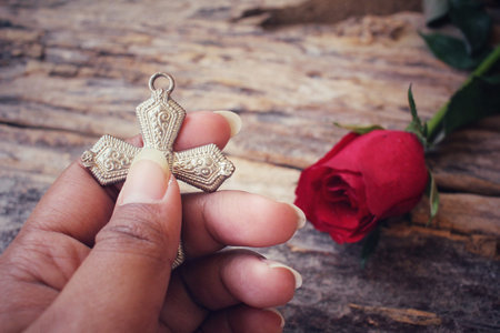 Red roses with cross