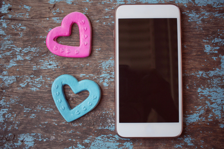 Earphone with smart phone and heartの写真素材