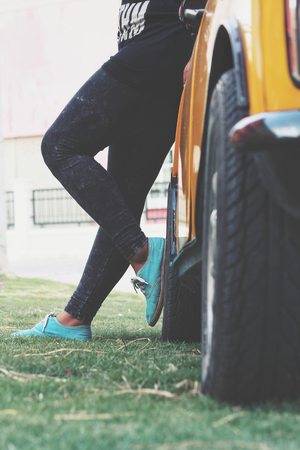 Legs with sneakersの写真素材