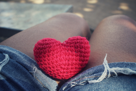 Vintage red heart shapeの写真素材