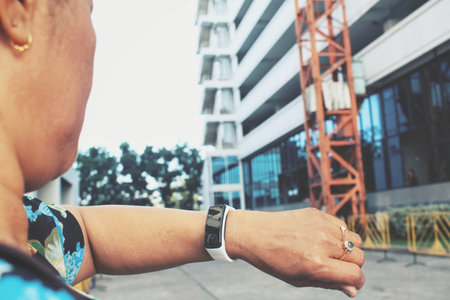 Senior woman with smartwatch