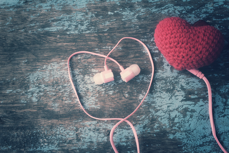 Earphone with heartの写真素材