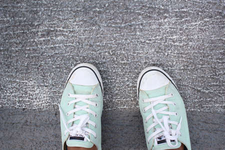 Selfie of sneakersの写真素材