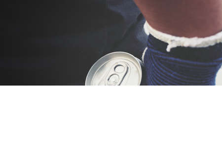 Aluminum can with handの写真素材