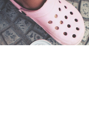 Selfie of cola can with shoes