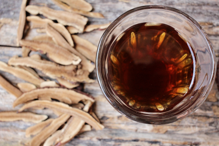 Ganoderma lucidum tea - Ling zhi mushroom.の写真素材
