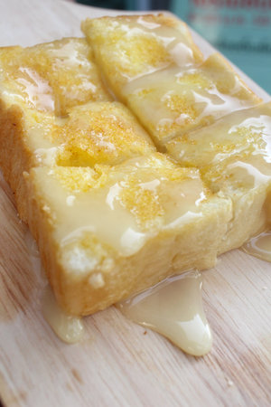 Toast bread with butter and sugar