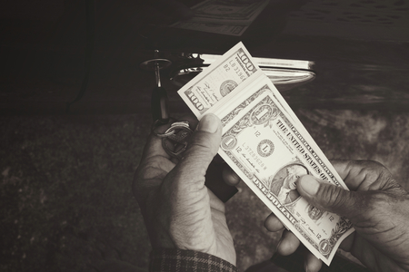 Dollars with carの写真素材