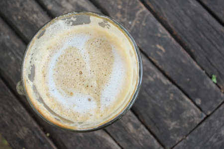 Heart of latte art coffee vintageの写真素材