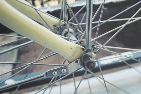 Close up of vintage bicycle wheelの写真素材