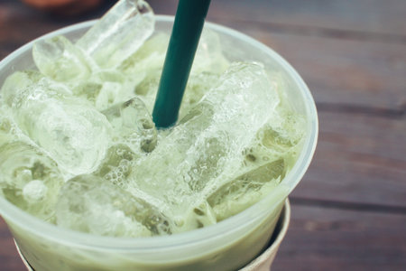 Iced green tea and milk