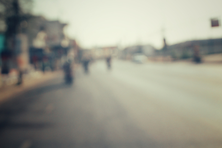 Blurred of car in city at nightの写真素材