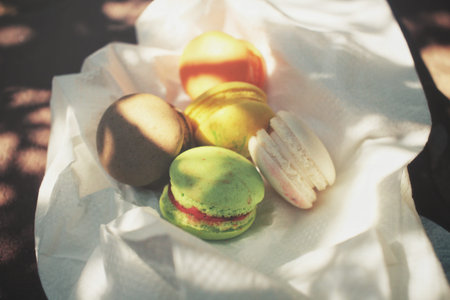 French macaroons with shadowの写真素材