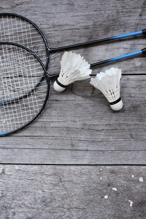 Shuttlecocks with badminton racket.の写真素材