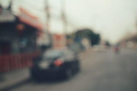 blurred of car on roadの写真素材