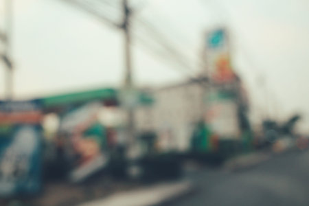 Blurred of gas stationの写真素材