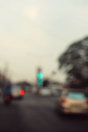 blurred of car on roadの写真素材