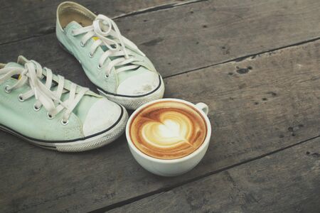 Coffee with sneakersの写真素材