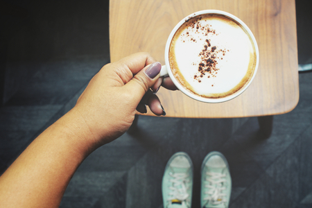 coffee with shoesの写真素材