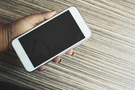 Smart phone on handの写真素材