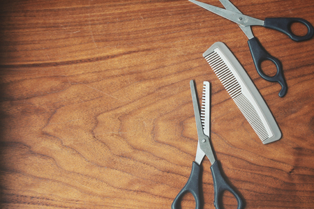 Hair cutting shears and combの写真素材