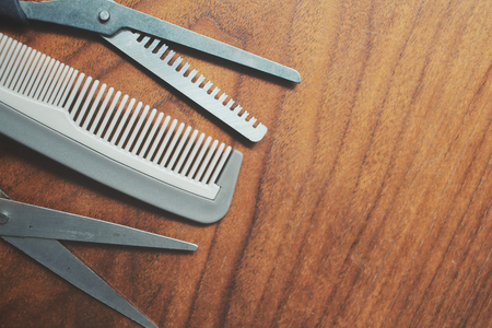 Hair cutting shears and combの写真素材